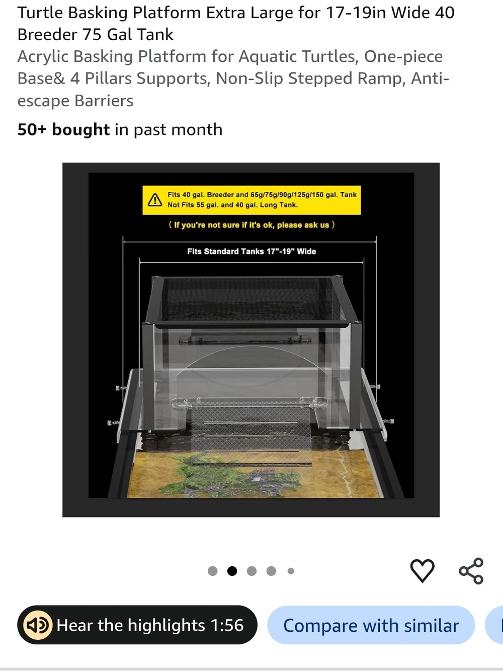 Clear Acrylic Turtle Basking Platform with Ramp - Transparent - Picture 2 of 5